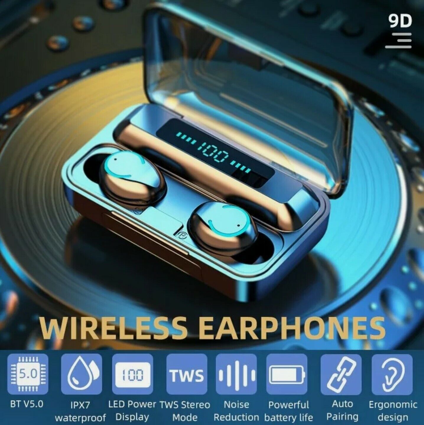 Bluetooth 5.0 Wireless TWS Earbuds Headphone Headset Noise Cancelling Waterproof
