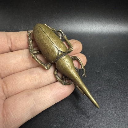 Solid Brass Weevil Figurine Insect Decor Tea Pet Copper Art