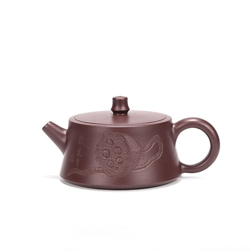 Chinese Yixing Zisha Pottery Purple Zhu Clay Exquisite Lotus Root Teapot Tea Pot