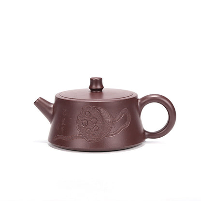 Chinese Yixing Zisha Pottery Purple Zhu Clay Exquisite Lotus Root Teapot Tea Pot