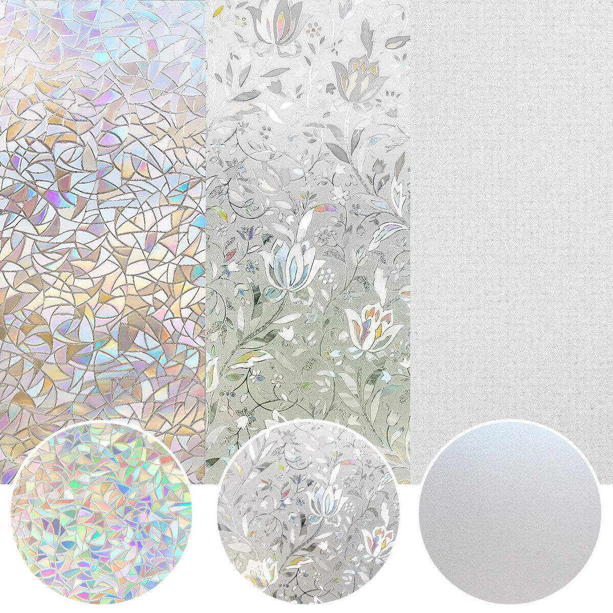 3D Rainbow Glass Privacy Film Stained Static Cling Sticker Frosted Window Decor