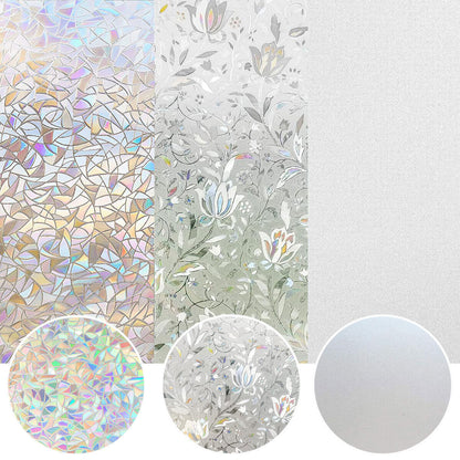 3D Rainbow Glass Privacy Film Stained Static Cling Sticker Frosted Window Decor