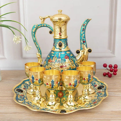 European Bar Sets Metal Retro Style Wine Glass Wine Bottle Tray Wine Dispenser