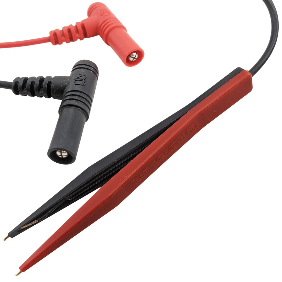Shrouded Banana to SMD Tweezer Probe Test Lead for LCR / Multimeter, 36" Cord