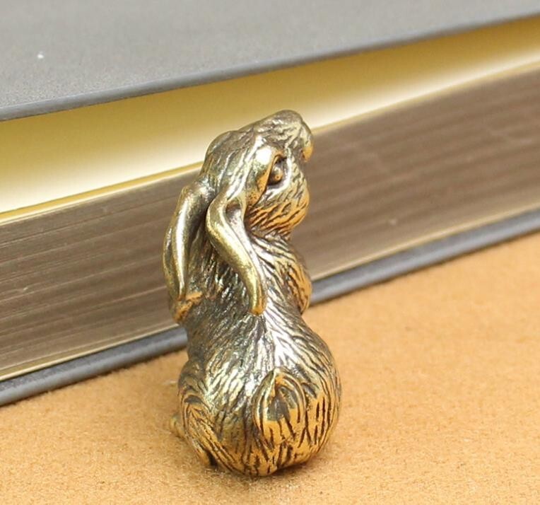 Rare Chinese Art old Brass toys rabbit Statue figure Tea Pet decoration A66
