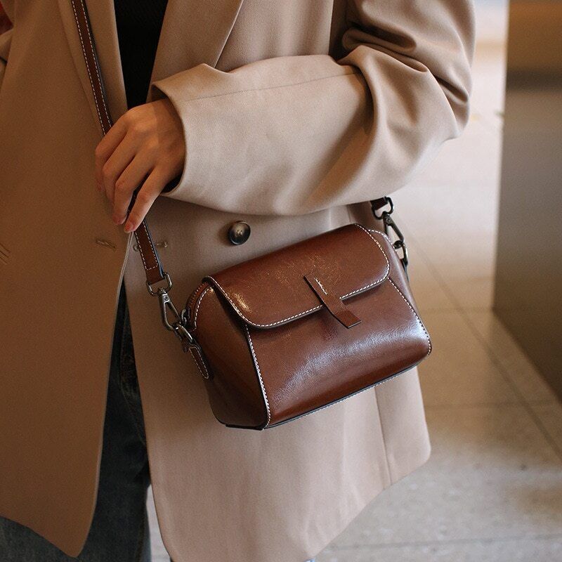 Cowhide Leather Cross Body Small Bag Women Shoulder Shell Hand Bag Ladies Bag