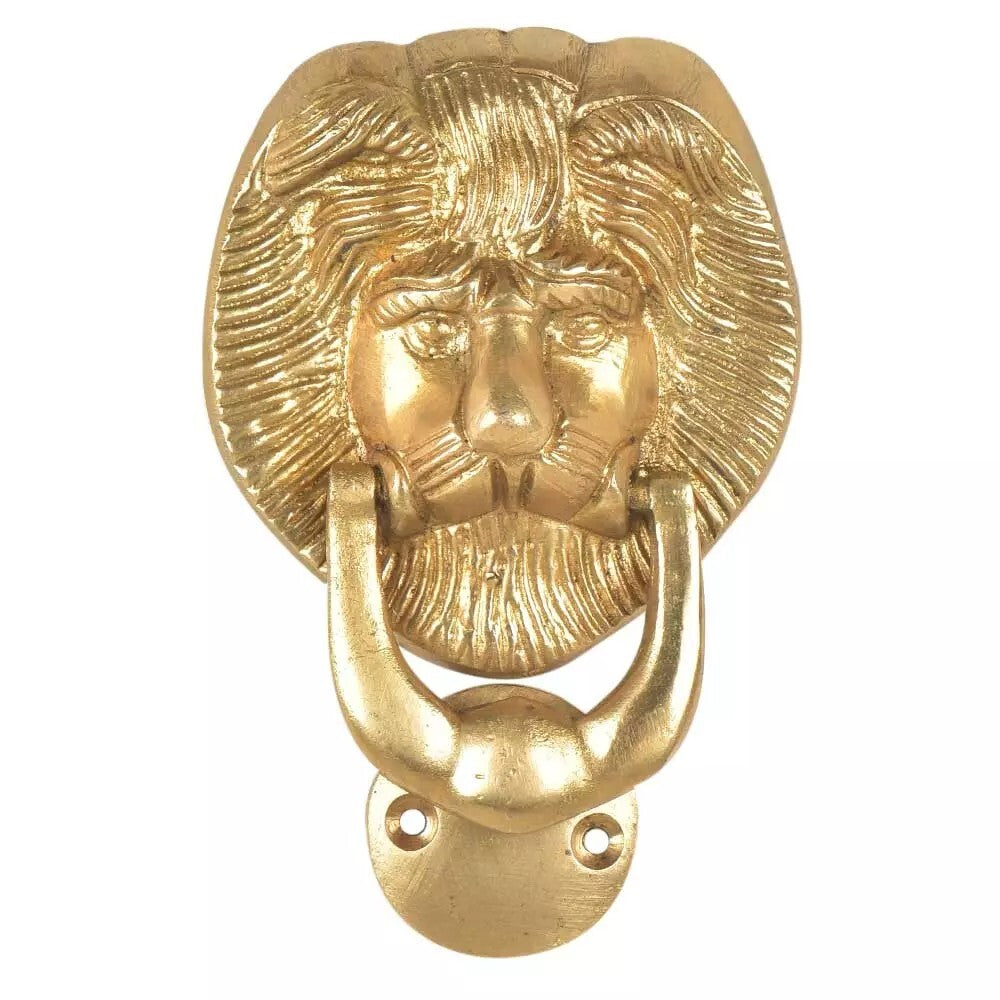 Antique Look Brass Lion Head Door Knocker Ring Door Bell Home Decor