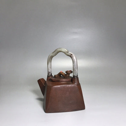 Chinese Yixing Zisha Clay Handmade Exquisite Teapot （方斗镶玉提梁 底款：杨鹏年）