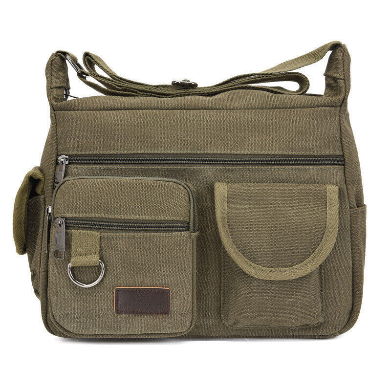 Canvas Sling Bag Men Shoulder Messenger Bag Vintage Crossbody Military Satchel V