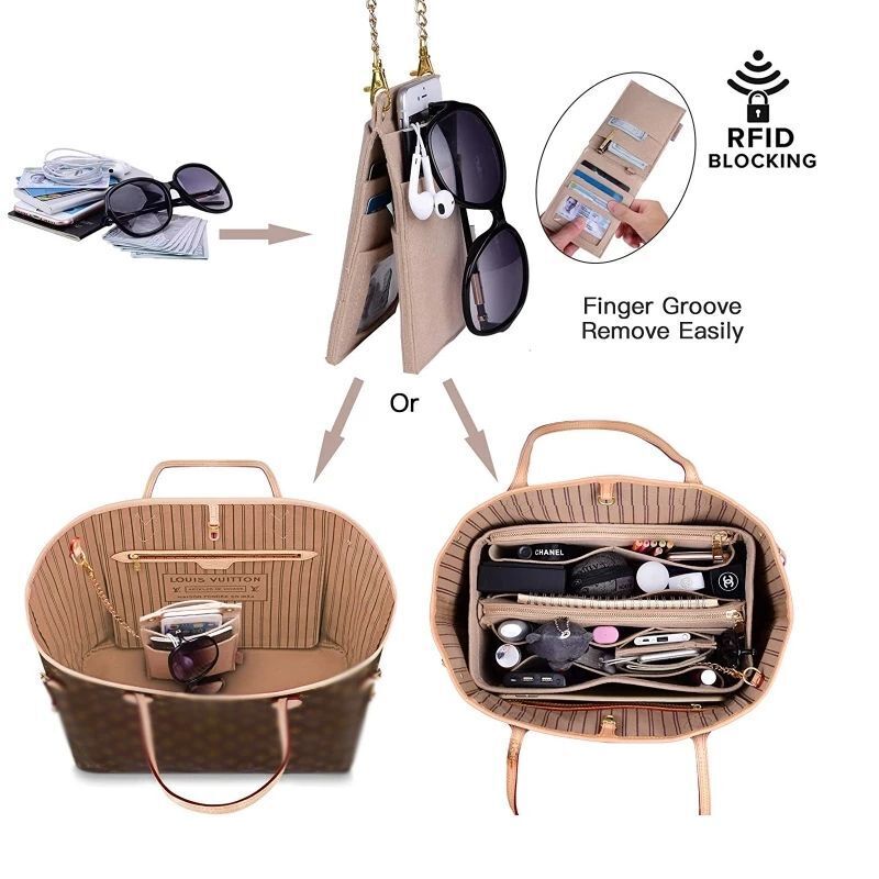 Cosmetic Purse Felt Cloth Insert Bag Handbag Organizer 17*34*18CM Traveling 1 PC