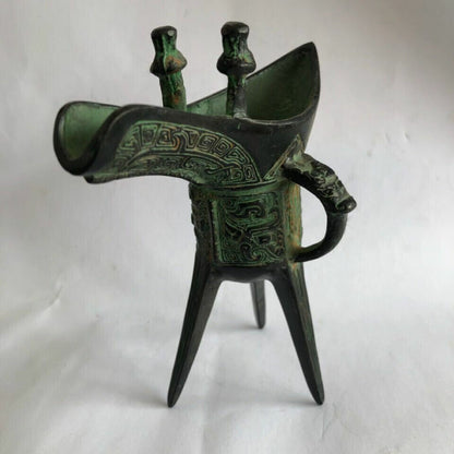 Chinese Antique Collection Qin Dynasty Bronze Sculpture Wine Glass