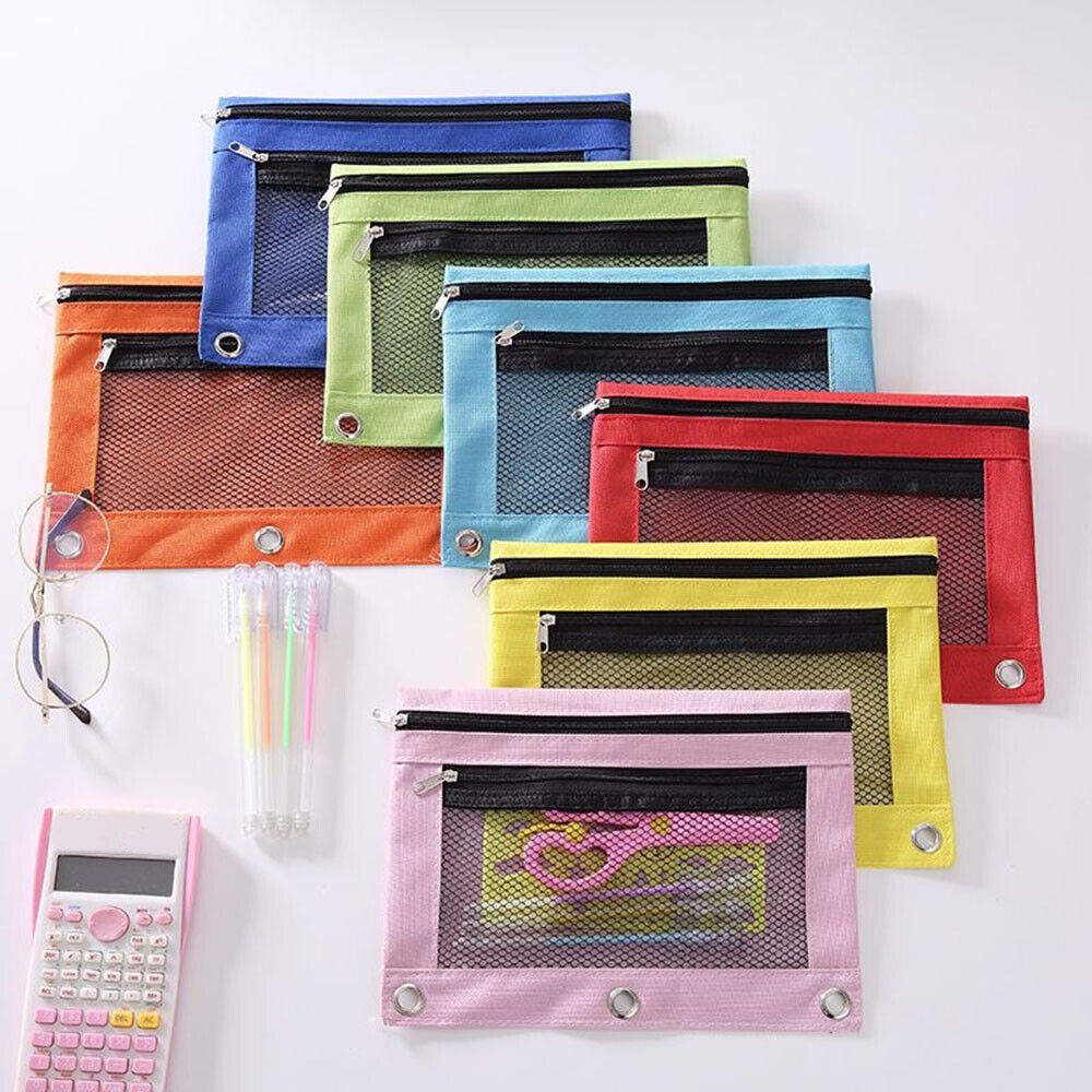 Mesh Pencil Pen Case Zipper Travel Pouch Cosmetic Bag Storage Stationery ಇ