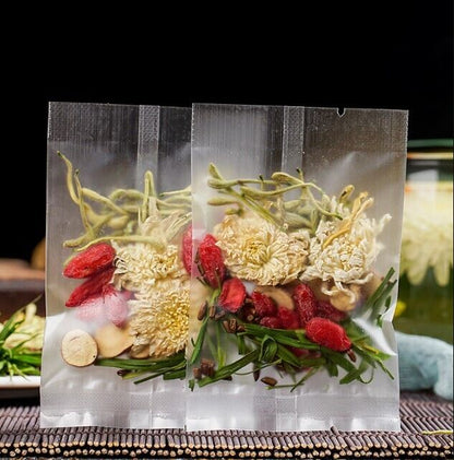 Honeysuckle, chrysanthemum, cereal, tapioca seed, rock sugar, light bamboo leaf-