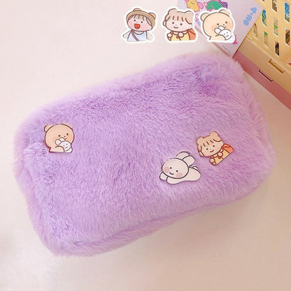 Plush Cosmetic Bag Student Large Storage Bag Travel Makeup Pouch Holder 16*24 CM
