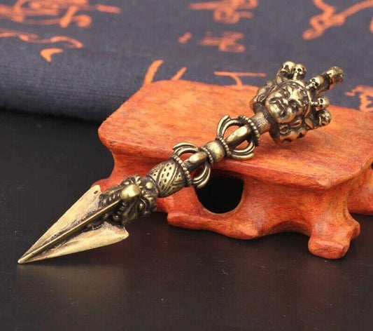 Pestle Vajry Statue Small Sculpture Tabletop Figurine Home Decor Brass