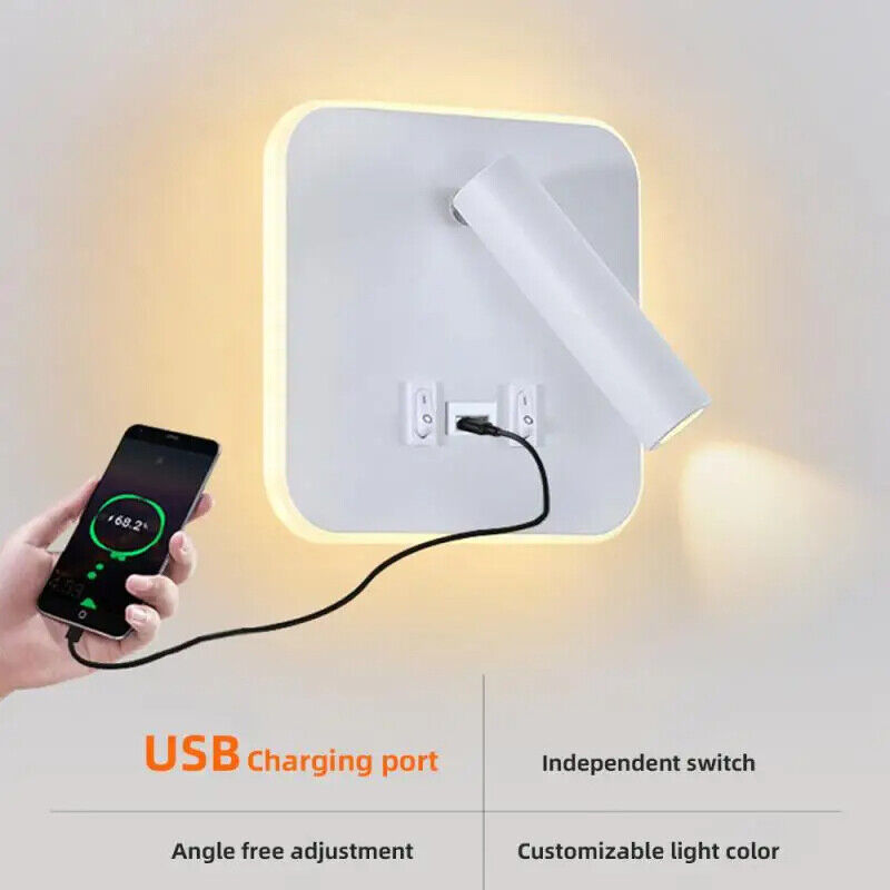 Wall Lamp USB Minimalist Hotel Interior LED Reading Lights Corridor Bedroom 220V