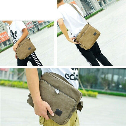 Men Vintage Military Canvas Crossbody Bag School Satchel Messenger Shoulder Bags