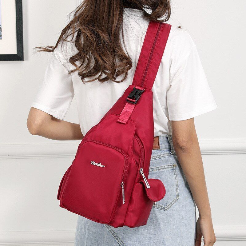 Small Backpack Retro Floral Shoulder Bag Waterproof Nylon Crossbody 21*10*37 CM