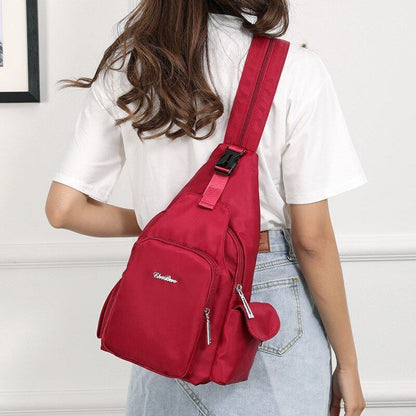 Small Backpack Retro Floral Shoulder Bag Waterproof Nylon Crossbody 21*10*37 CM