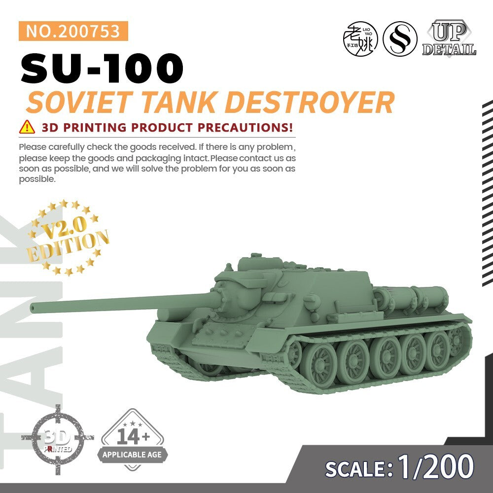SSMODEL SS200753 1/200 Military Model Kit Soviet SU-100 Tank Destroyer