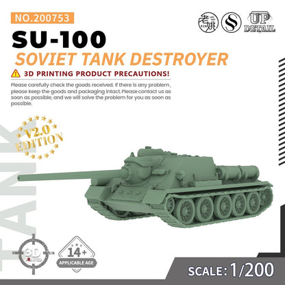 SSMODEL SS200753 1/200 Military Model Kit Soviet SU-100 Tank Destroyer