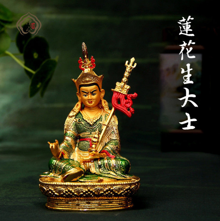 Handpainted Buddhism Padmasambhava Meditation Buddha Wealth Luck Divinity Statue