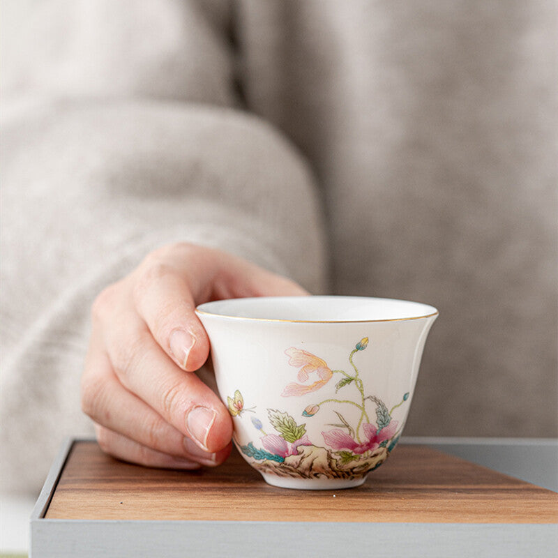 Porcelain Tea Cup Handpainted Master Cup For Lady 75ml Kungfu Cup Beautiful Cup