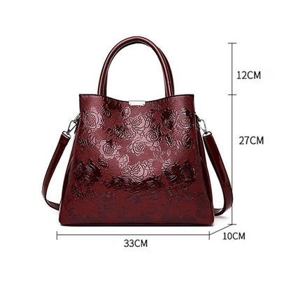3D Flowers Print Tote Bag 2 Sets Purses Handbag Shoulder Crossbody Polyester