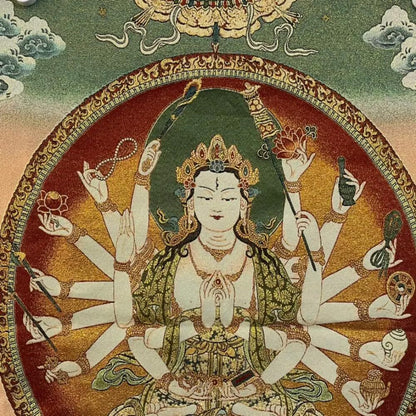 60cm Tibetan Thangka Embroidery Bodhisattva Buddha Wall Hanging Art Handicraft