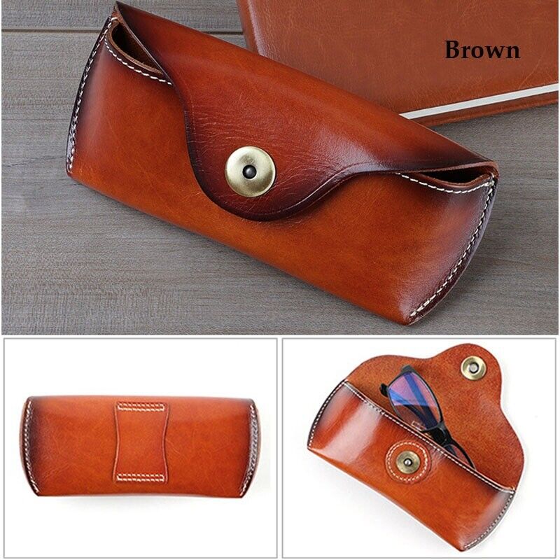 Men Women Glasses Cases Eyewear Holder Storage Box Pouch Leather Belt Bag 17x7cm