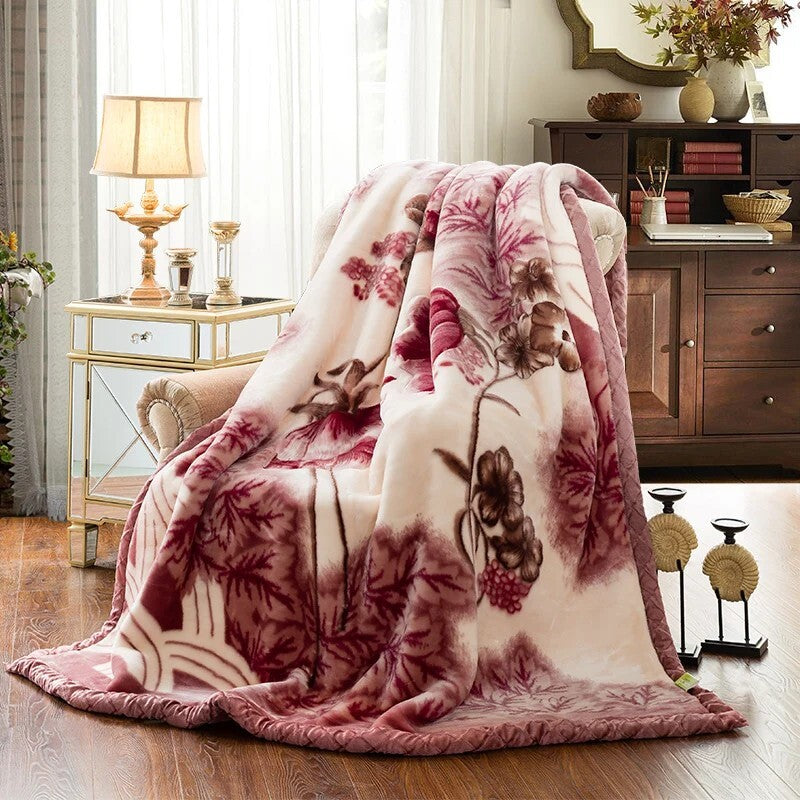 Double Layer Raschel Blankets 150*200cm Soft Warm Faux Fur Mink Throw Thicken