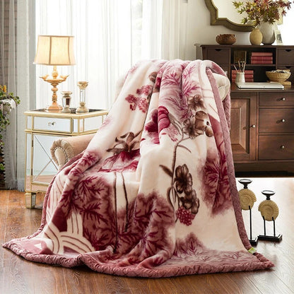 Double Layer Raschel Blankets 150*200cm Soft Warm Faux Fur Mink Throw Thicken