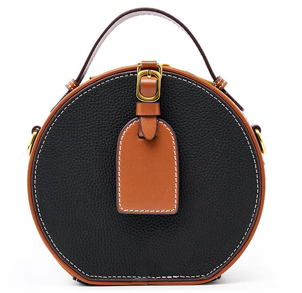 Women Luxury Round Bag Real Leather Handbag Brand New Crossbody Shoulder Purse