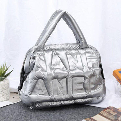 Big Shoulder Bag Cotton Feather Down Bag Crossbody Purse Nylon Handbag 40*21*30