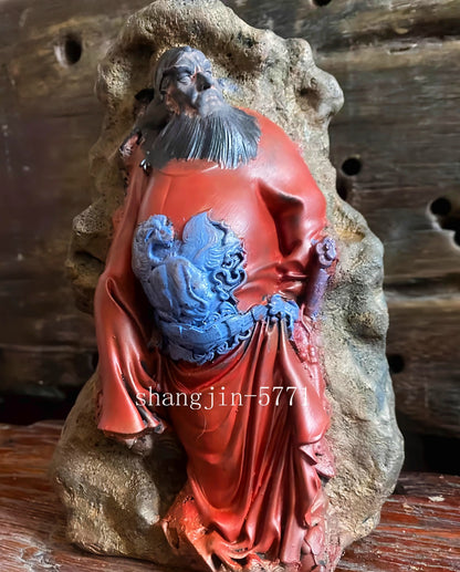 8.3" Color Stone Zhong Kui Statue Figurine Ghost Devil Demon Catcher Killer Deco