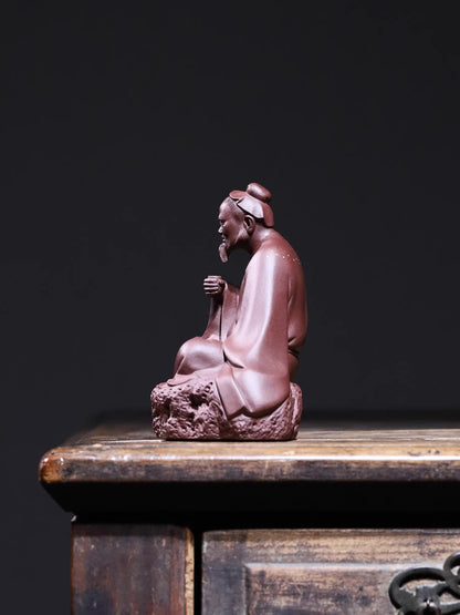 Purple Sand Lu Yu Statue Tea-tasting Figure Chinese Tea Saint Drinking Decor