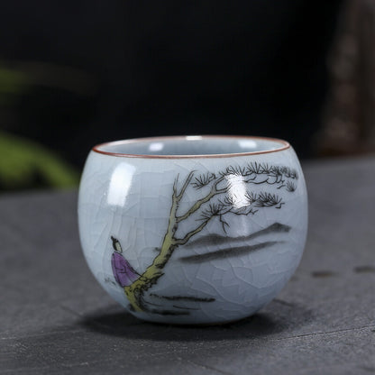 2pc 130ml Ruyao Cup Crackle Glaze Porcelain Cup of Tea Under Glaze Chinese Tea