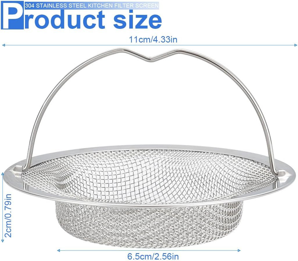Kitchen Sink Strainer Large Wide Rim 4.5" Stainless Steel Mesh Drain Filter