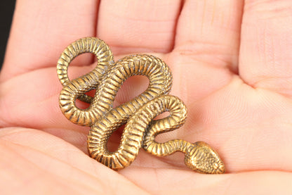 chinese old bronze hand snake statue figure collectable netsuke decoration