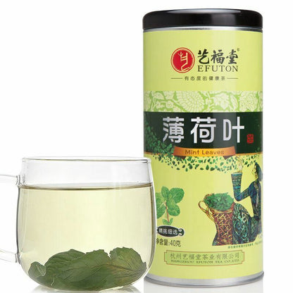 Dried Mint Leaf Herbal Tea Chinese Tea 艺福堂 中国茶叶包邮 花草茶 新鲜薄荷茶 干薄荷叶花茶清凉茶 薄荷叶40g/罐