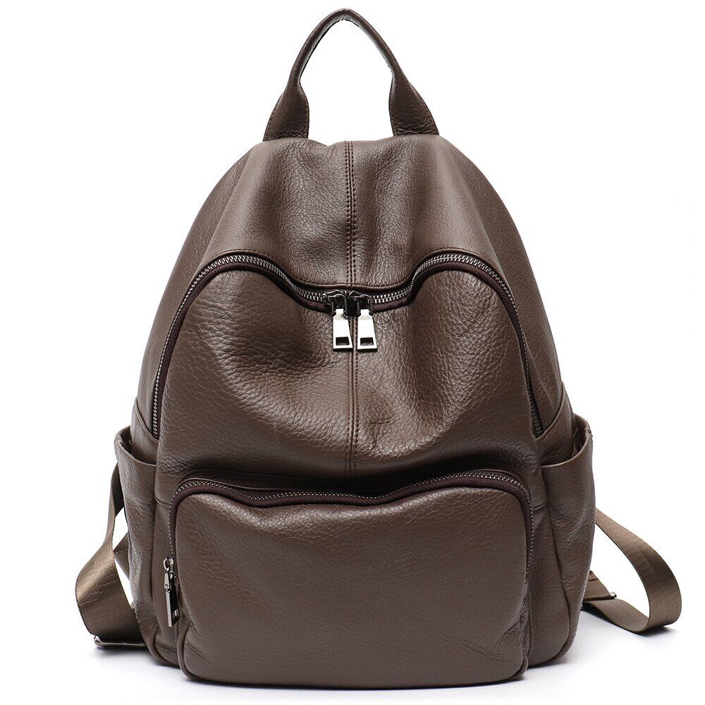 Genuine Leather Backpack Women Men Shoulder Bag School Travel Cowhide