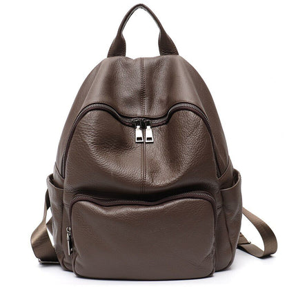 Genuine Leather Backpack Women Men Shoulder Bag School Travel Cowhide