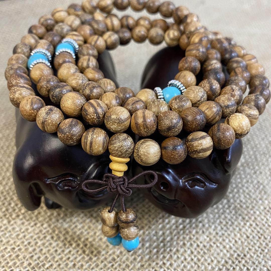 Agarwood 108 Beads Mala Bracelet Buddhist Prayer Jewelry Unisex Handmade
