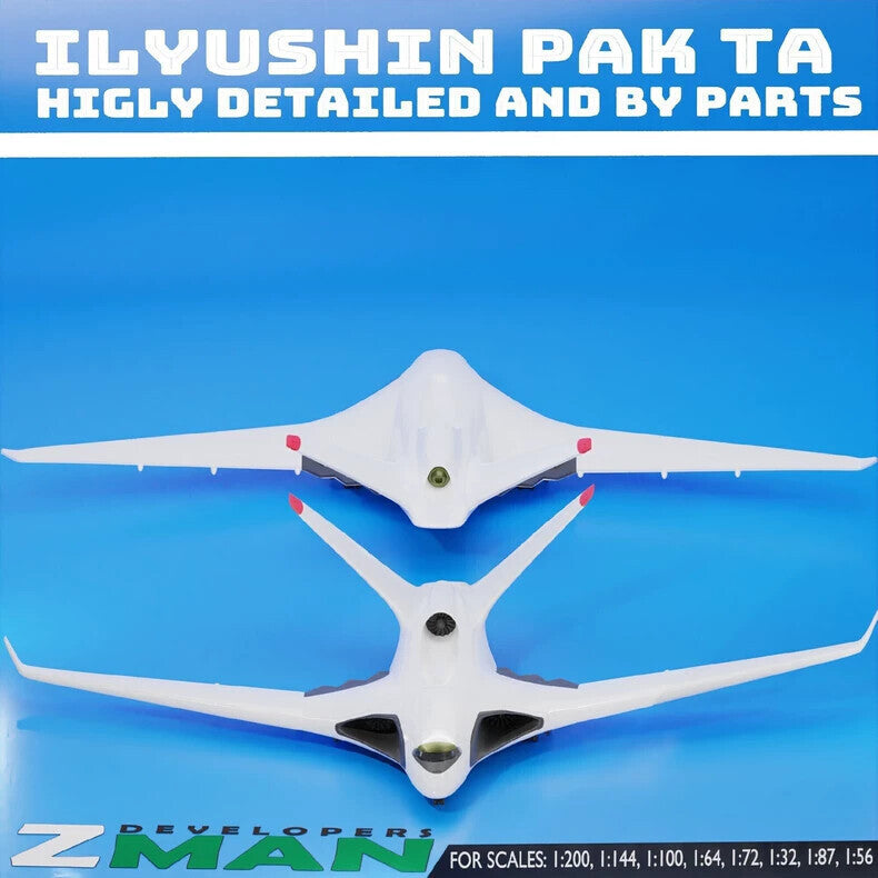 1/200 Russian ILPAK-VTA stealth transport aircraft Unpainted Model 3D Printed