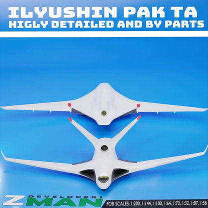 1/200 Russian ILPAK-VTA stealth transport aircraft Unpainted Model 3D Printed