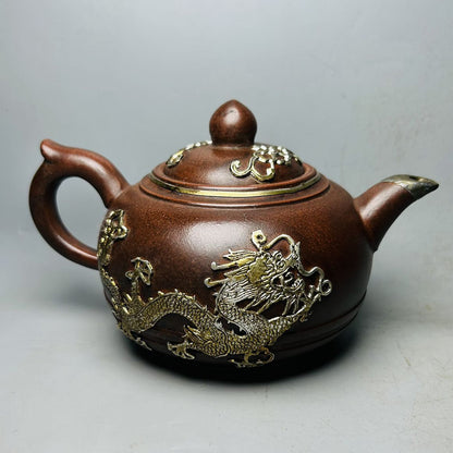 Vintage Chinese Yixing Purple Clay Teapot Zisha Ceremony Dragon Tea Set Collect