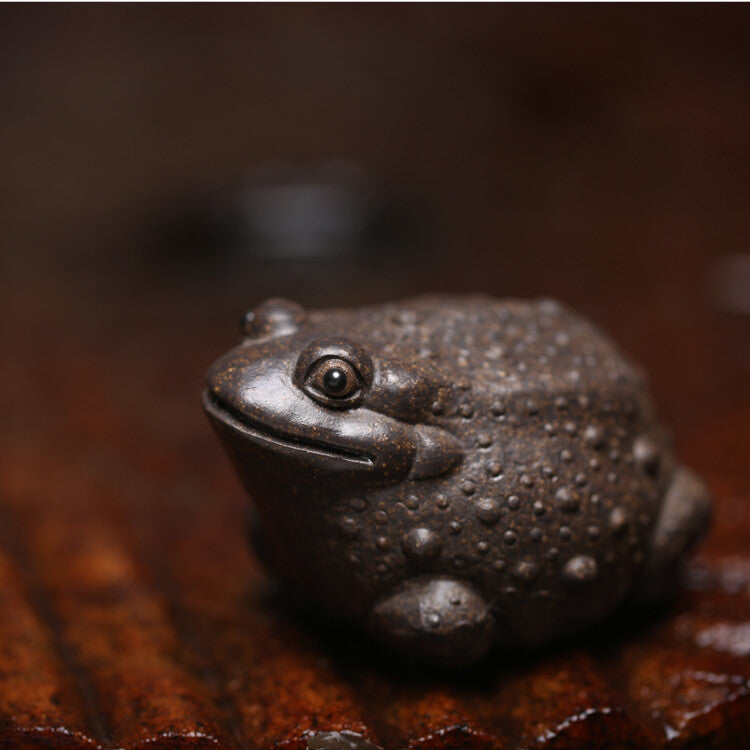 Zisha Tea Pet Half Handmade Home Ornaments Toad Statue Garden Pond Decoration