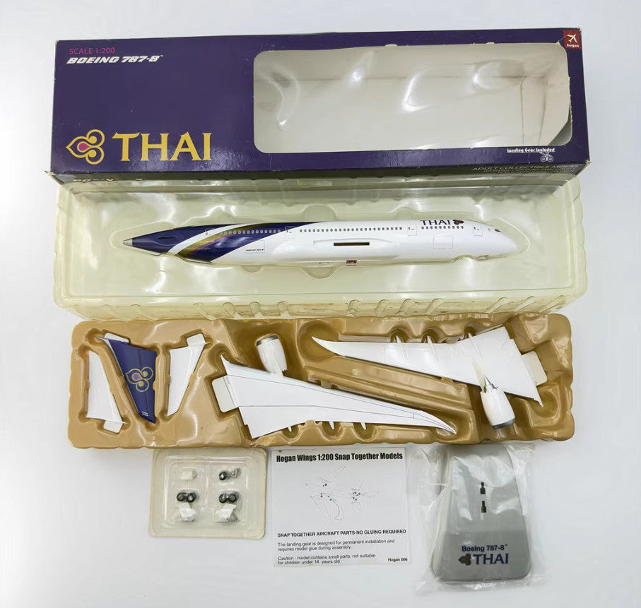 1:200 28CM Hogan THAI BOEING 787-8 Passenger Airplane Solid ABS Plastic Model