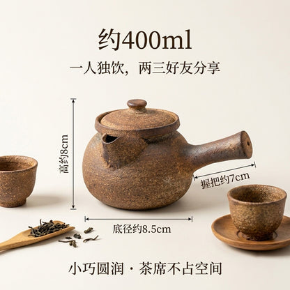 Handmade Yunnan Wood Fired Clay Teapot 400ml Side Handle Gongfu Tea Pot
