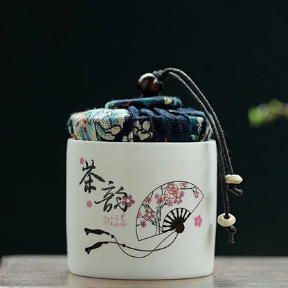 Ceramic Tea Caddy Tieguanyin Storage Tank Portable Travel Tea Box Sealed Tea Jar